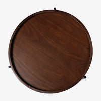 Round Wooden Tray Coffee Table with Metal Legs