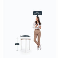 Round marble coffee table size and height measurement diagram

