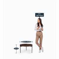 Round walnut coffee table size and height measurement diagram