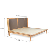 Wooden bed with dimensions and product specifications