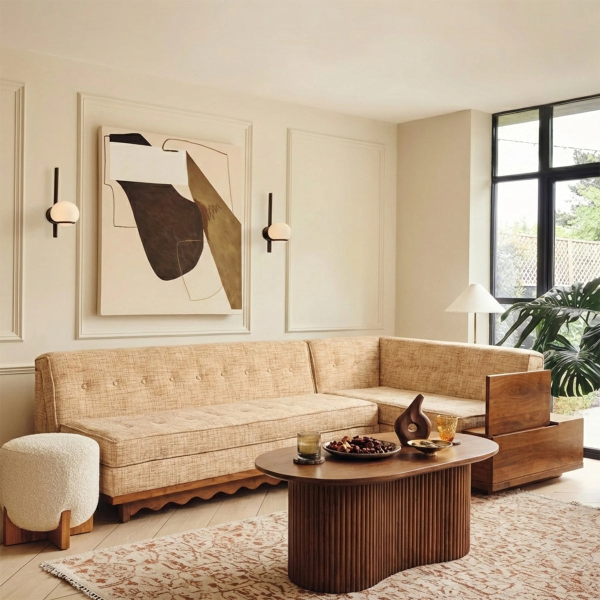 Modern Fluted Wooden Coffee Table