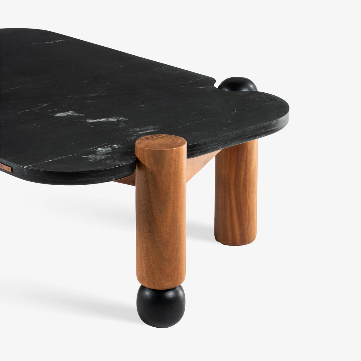 Modern Black Marble & Wood Accent Coffee Table