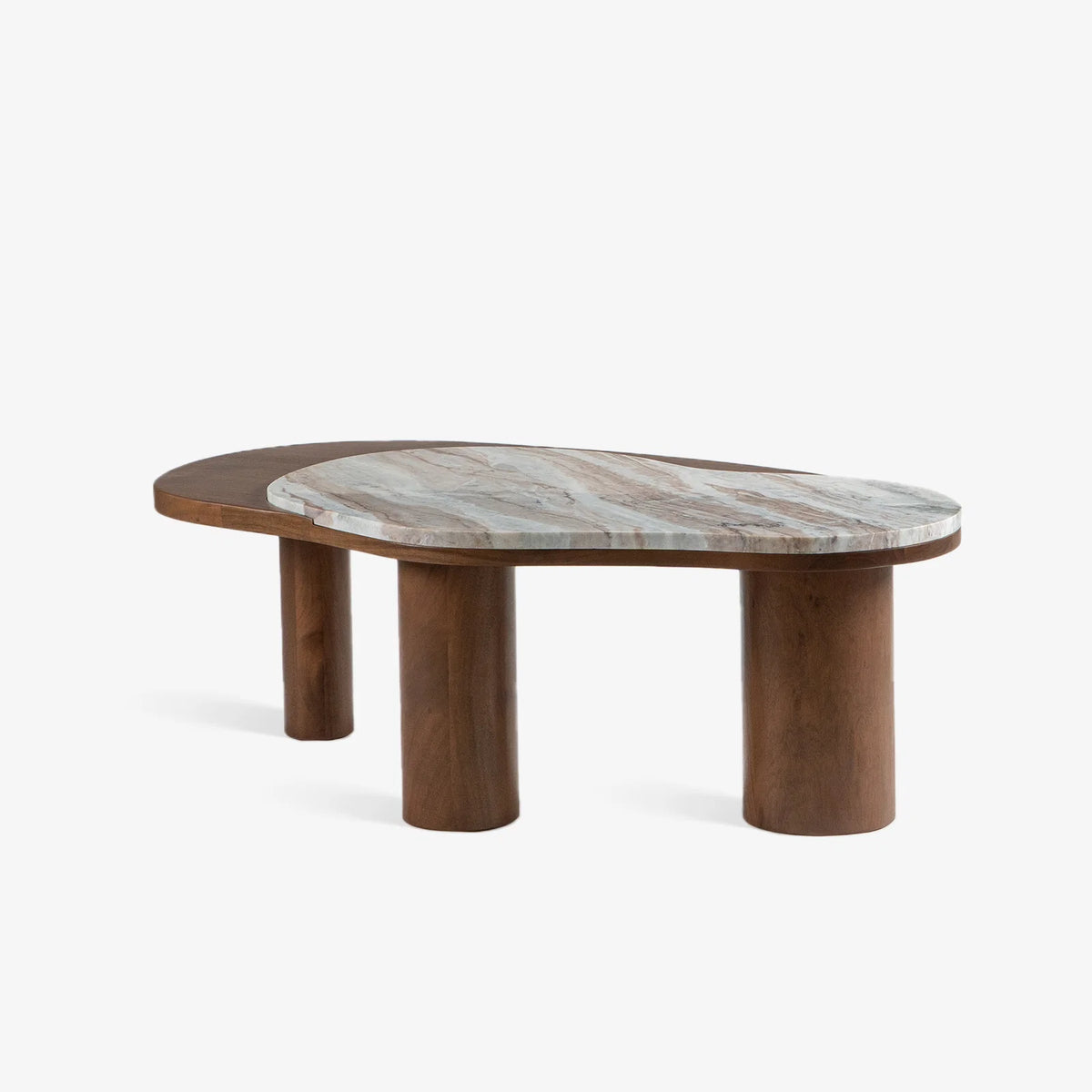 Elegant Wooden & Marble Oval Coffee Table