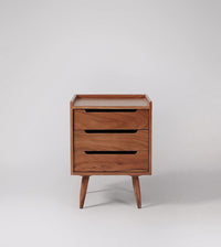 3-Drawer Wooden Bedside Table with Raised Tray Top