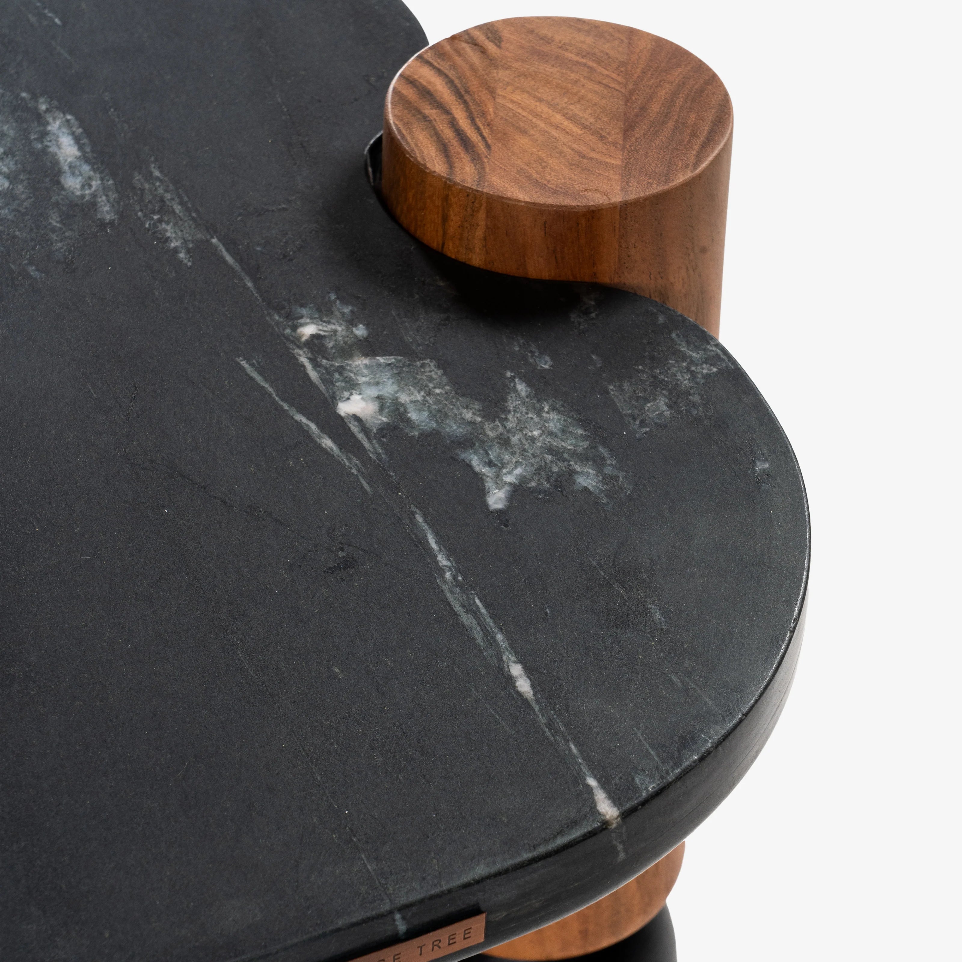 Modern Black Marble & Wood Accent Coffee Table