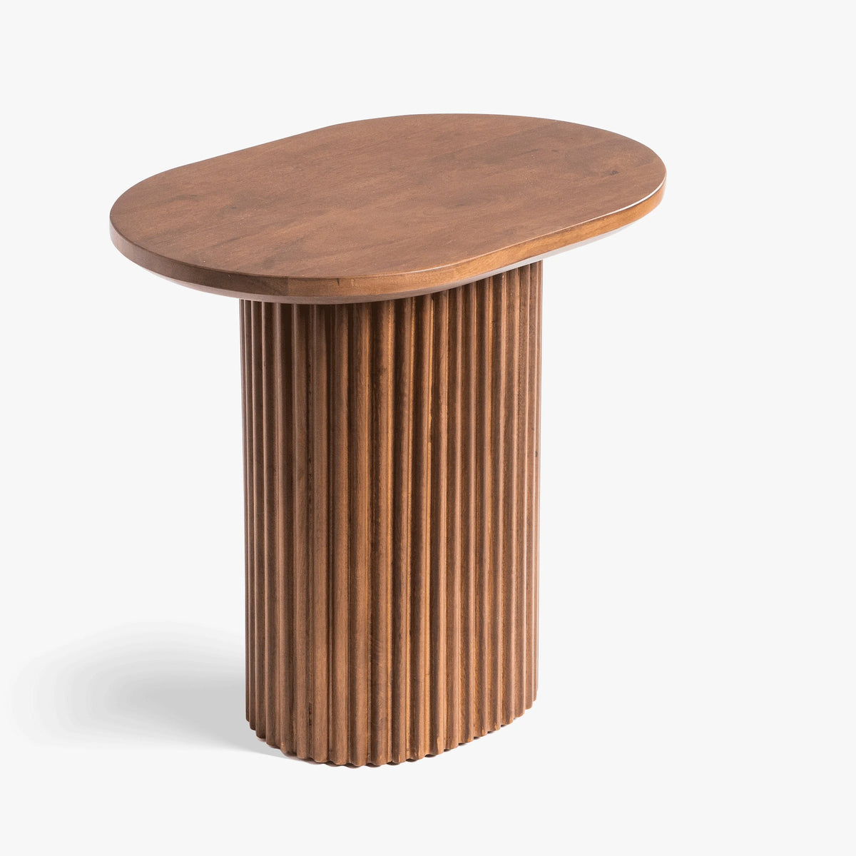 Fluted Wooden Round Side Table