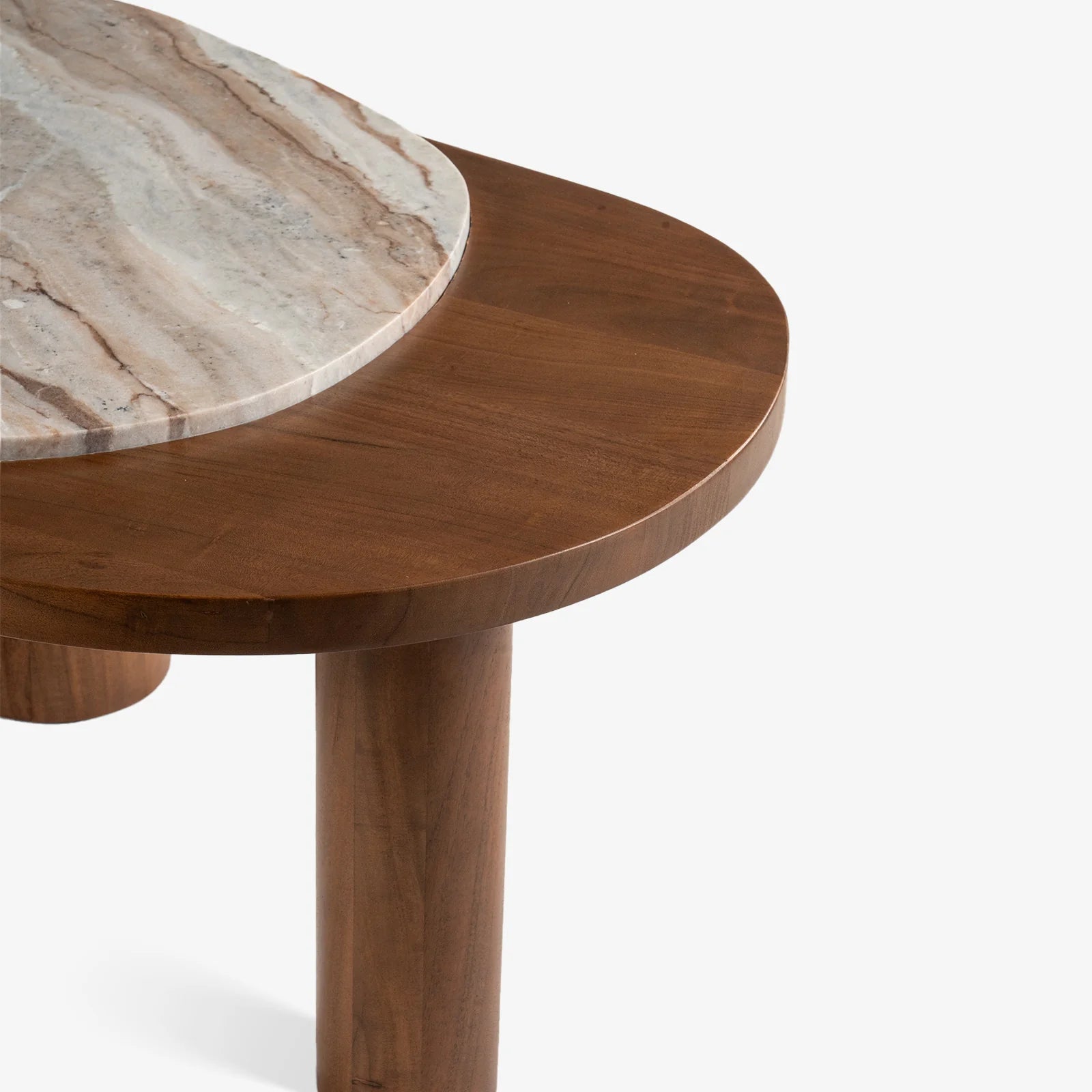 Elegant Wooden & Marble Oval Coffee Table