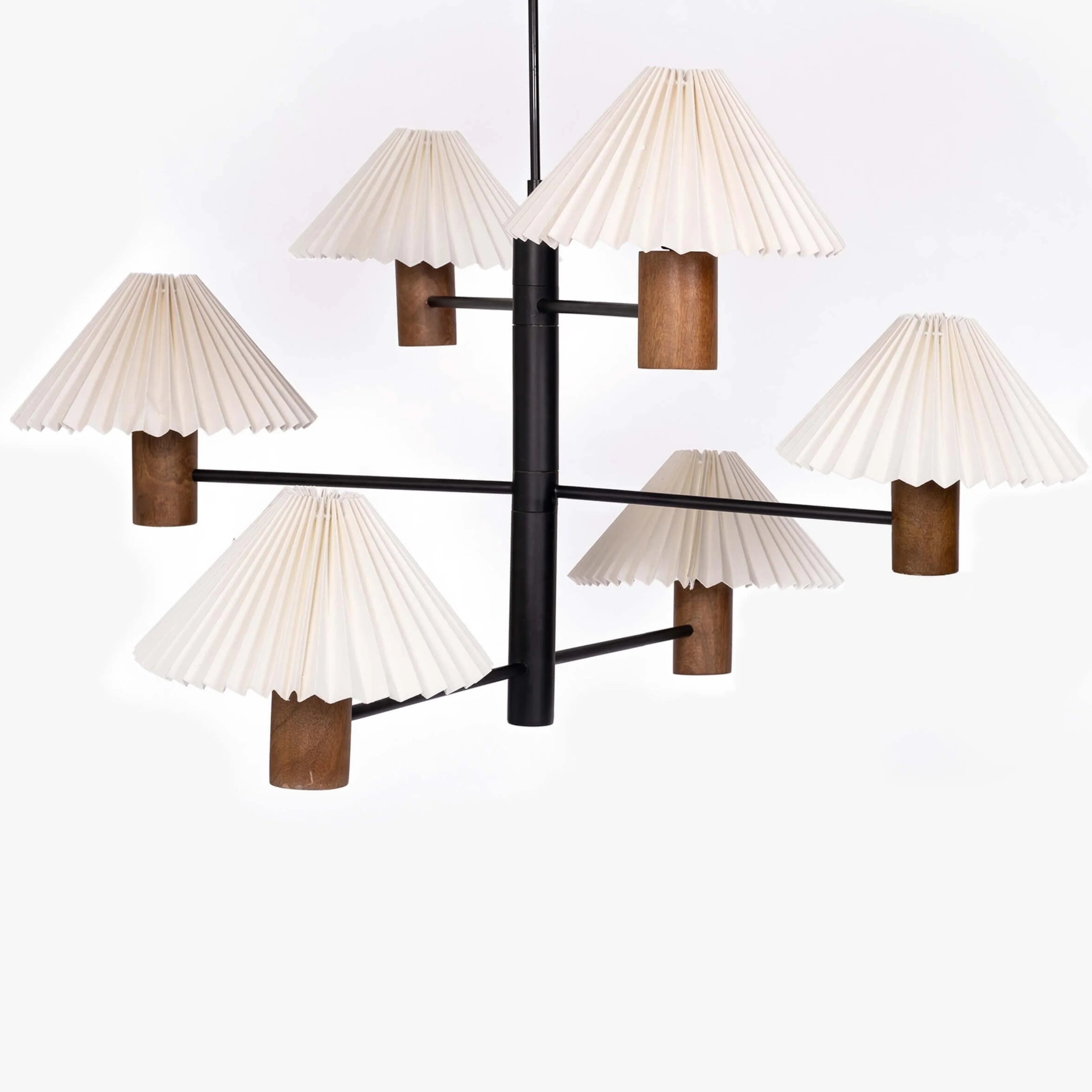 Aarohi 6-Light Wood & Pleated Pendant Chandelier