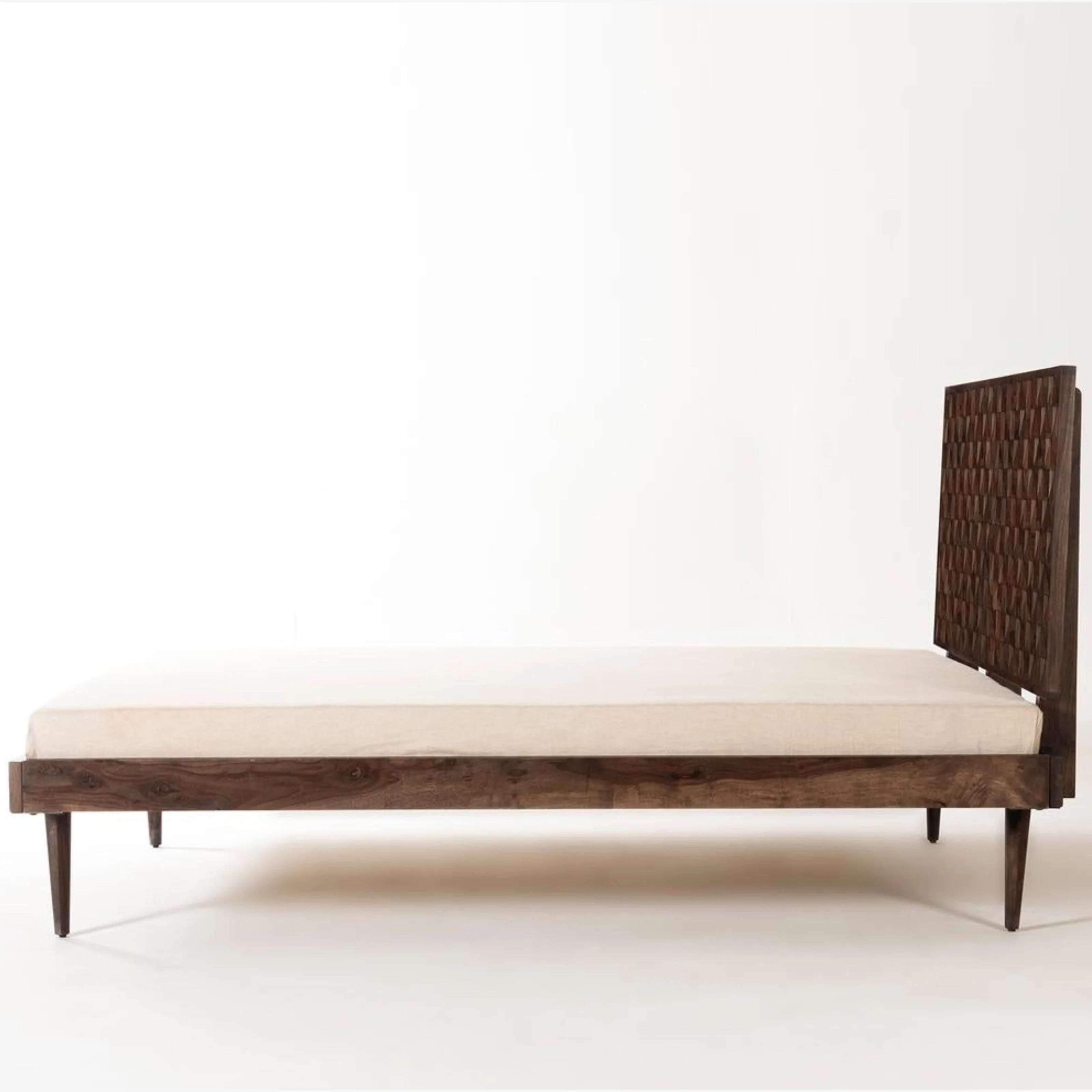 Kairo Geometric Wood Panel Queen Size Bed