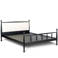 Modern king size bed frame with upholstered headboard