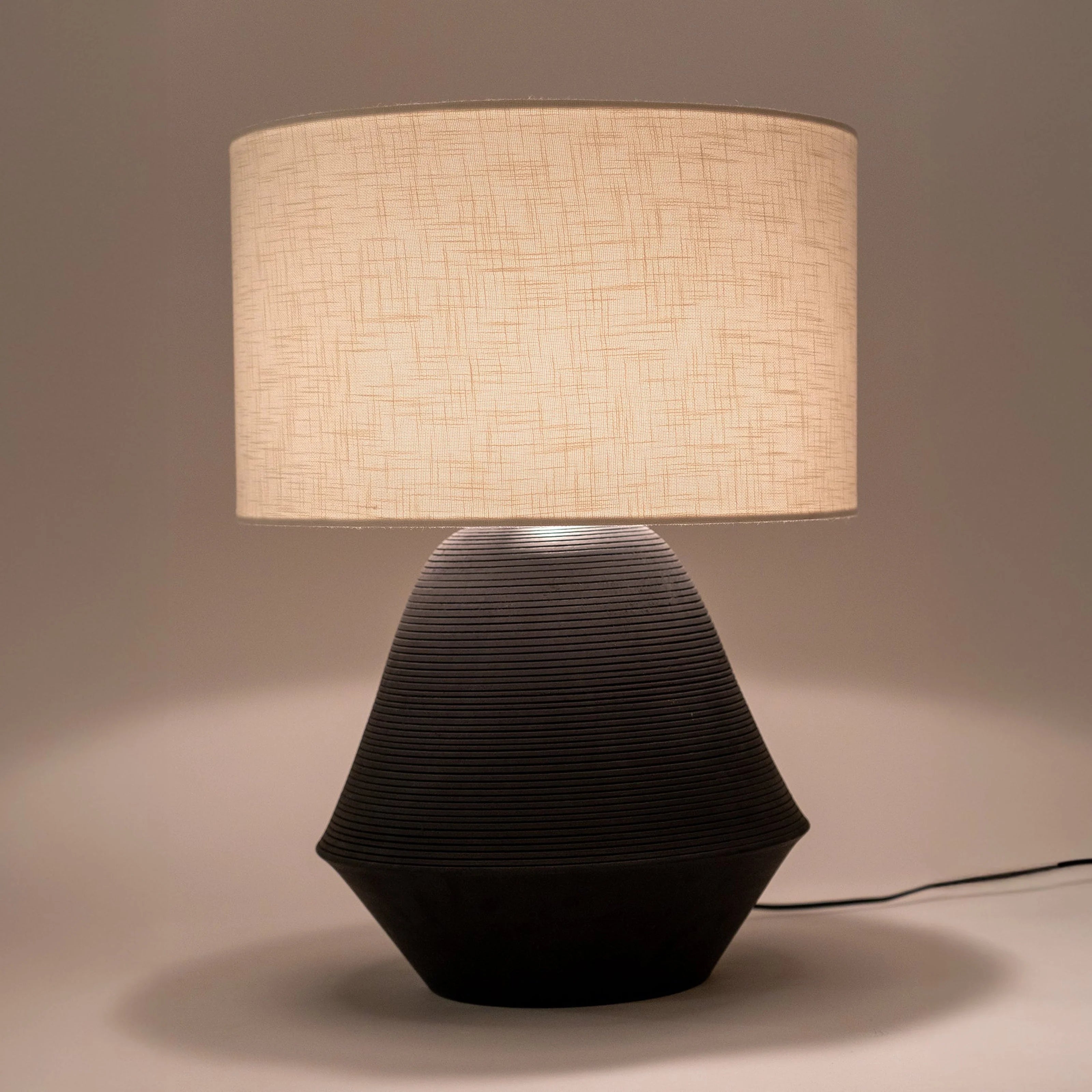 Modern Black Ribbed Table Lamp