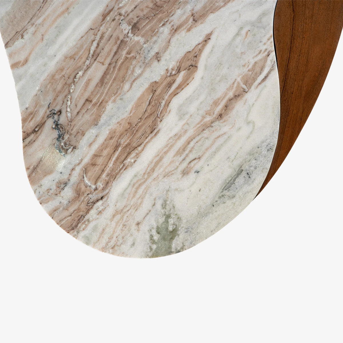 Elegant Wooden & Marble Oval Coffee Table