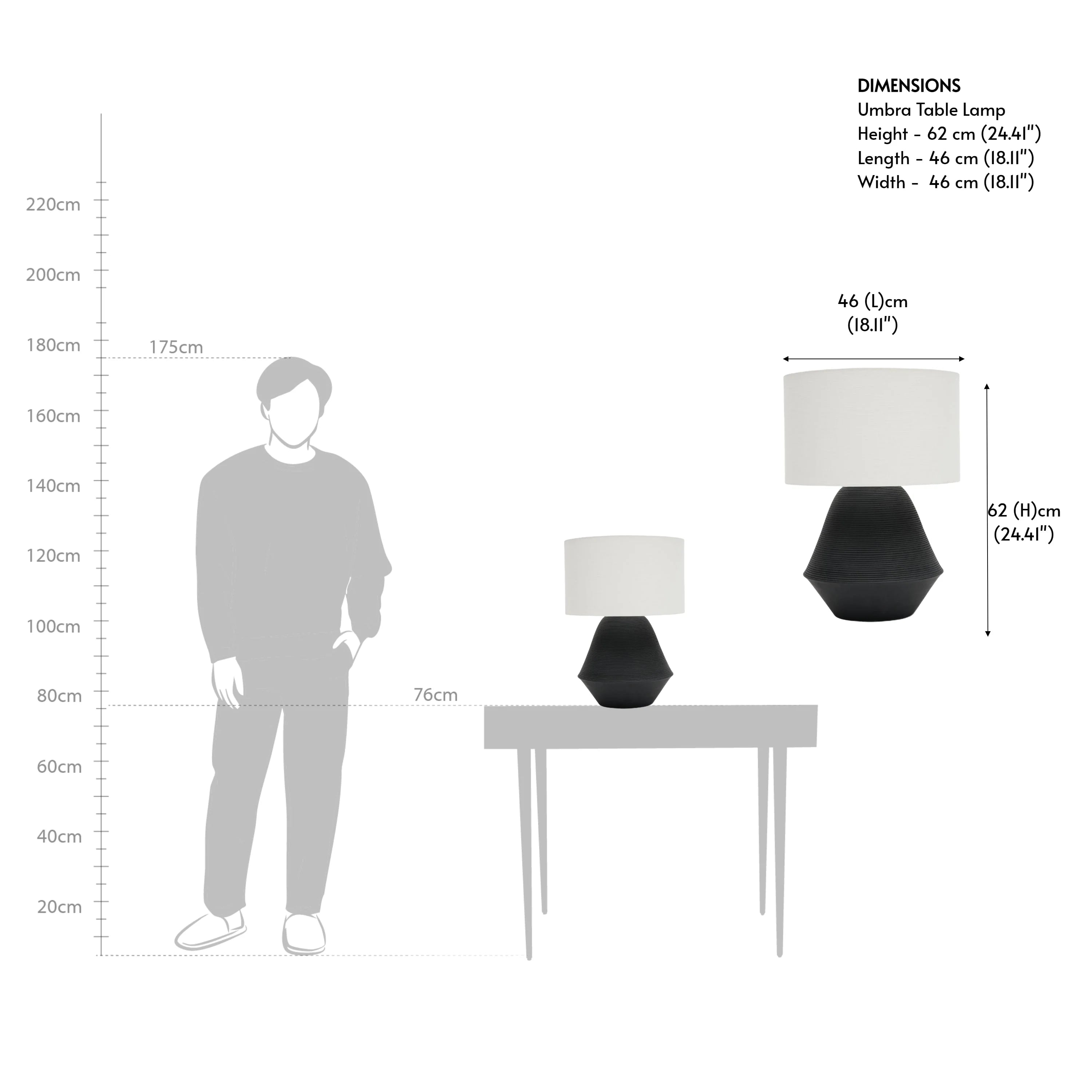 Modern Black Ribbed Table Lamp
