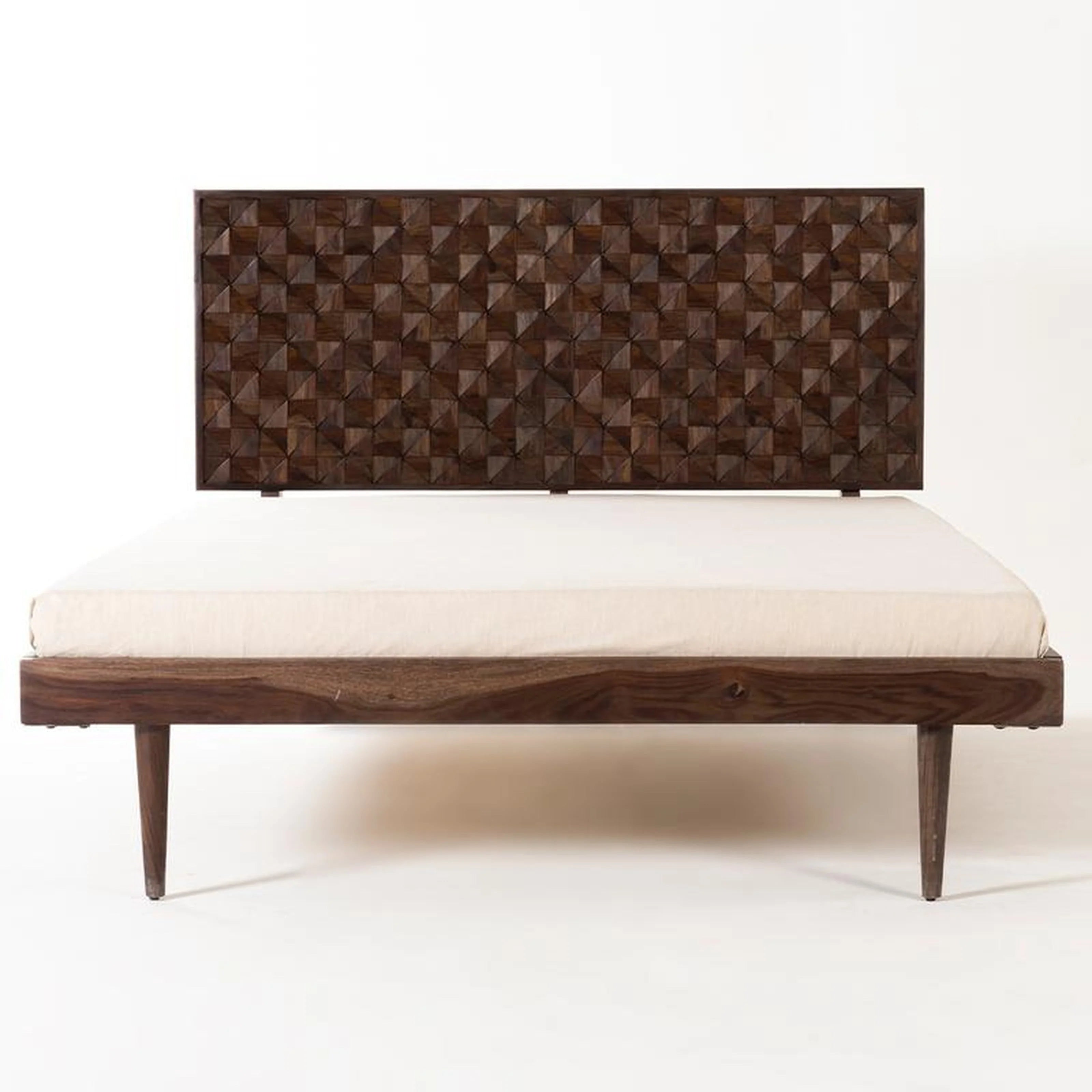 Kairo Geometric Wood Panel Queen Size Bed