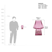 Pink glass table lamp product dimensions and design