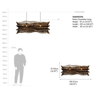 Large woven pendant chandelier dimensions and measurement diagram