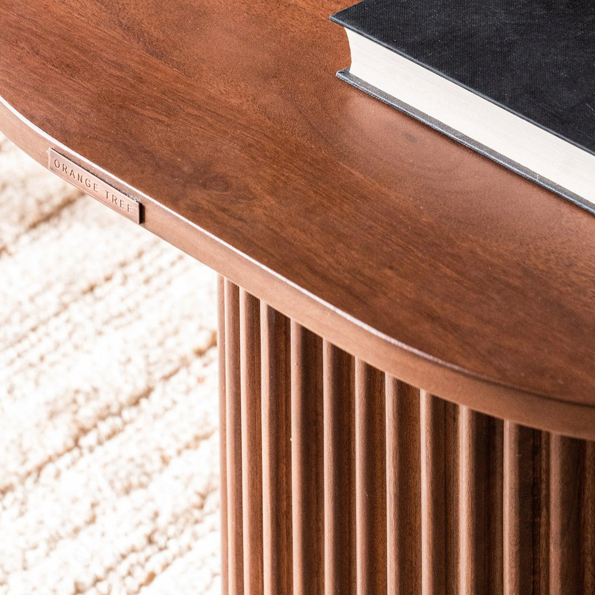 Fluted Wooden Round Side Table
