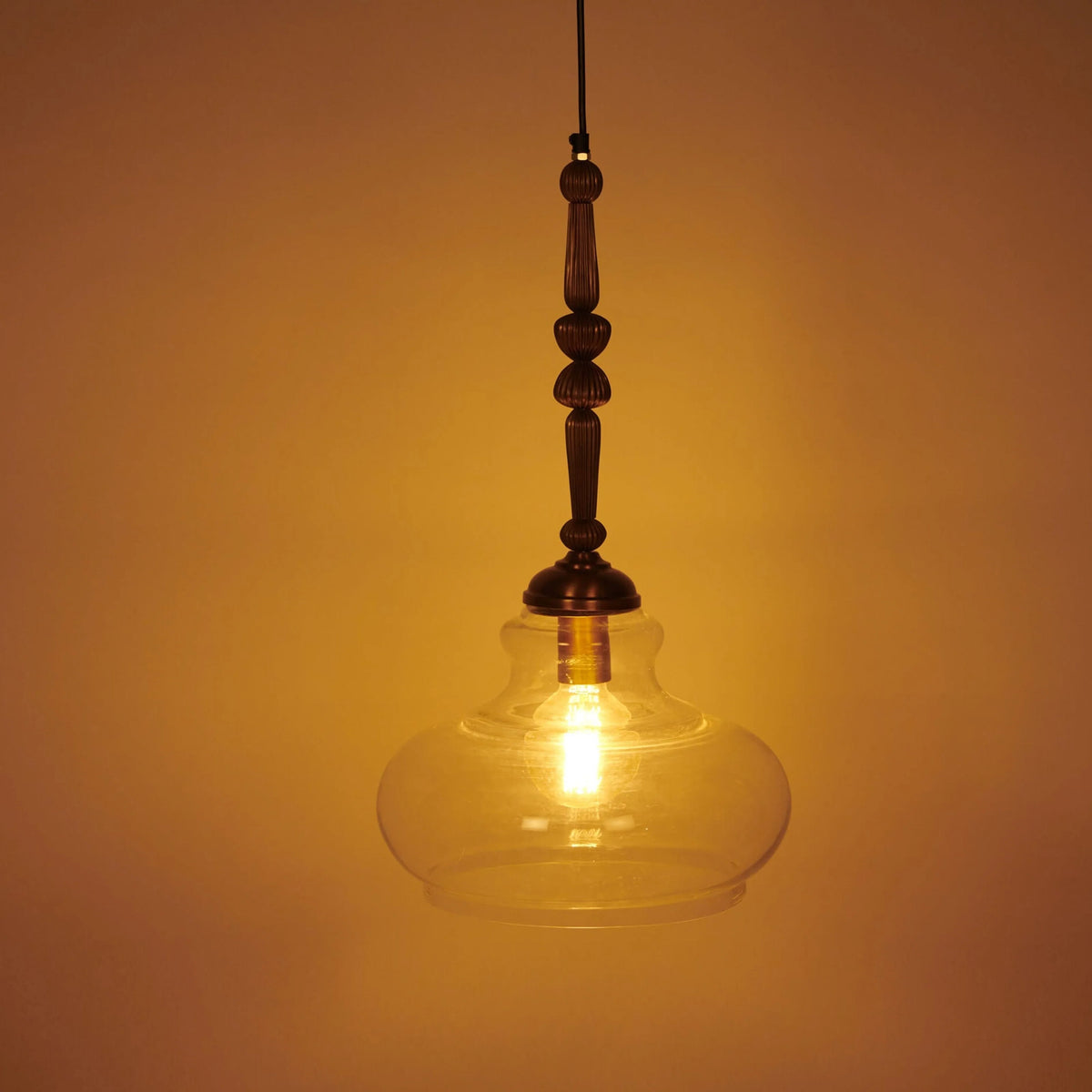 Aureo Glass & Wood Pendant Light