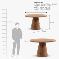 Round wooden dining table dimensions and measurement diagram