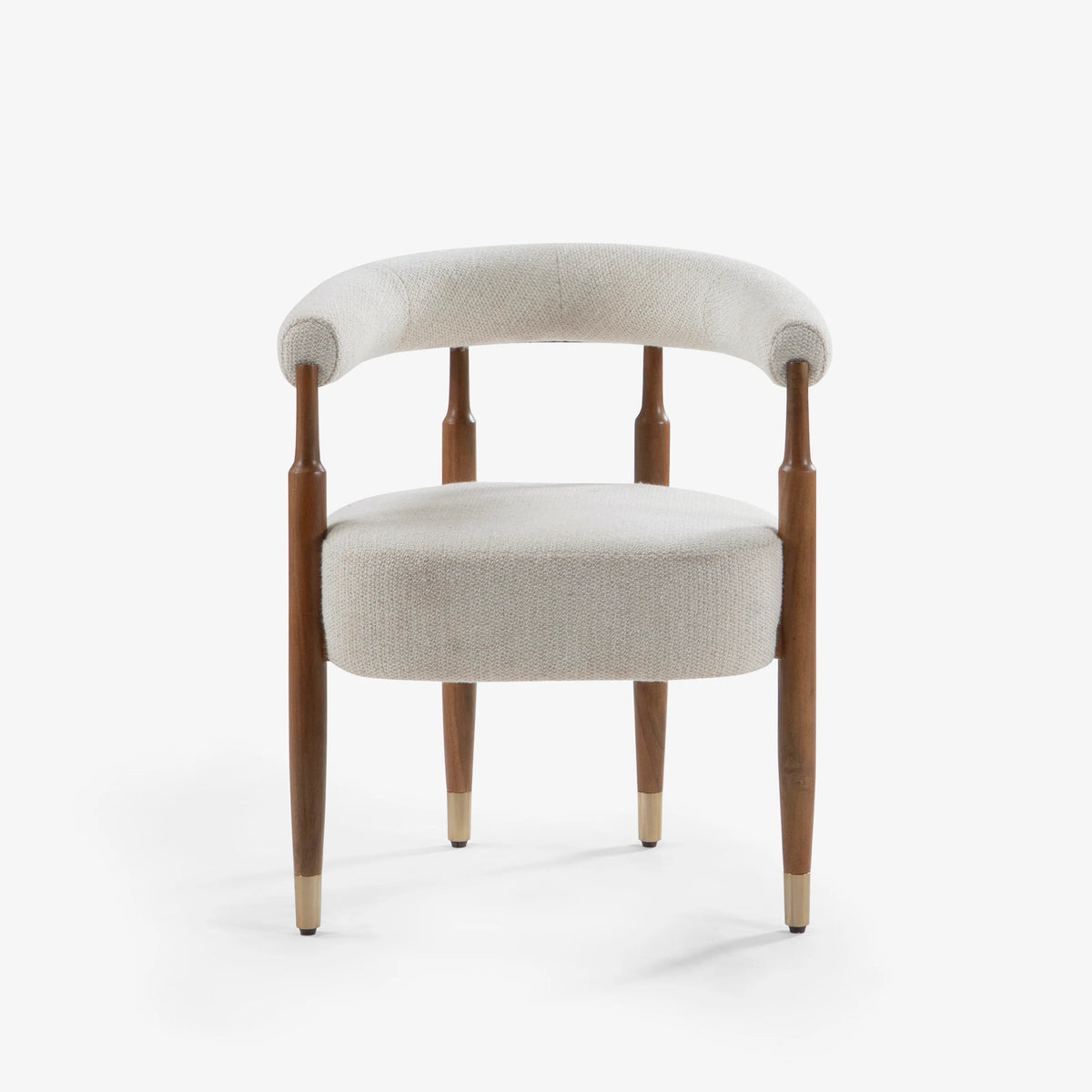 Modern cream upholstered wooden armchair for luxury living room