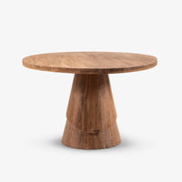 Round wooden dining table with solid wood pedestal base product view