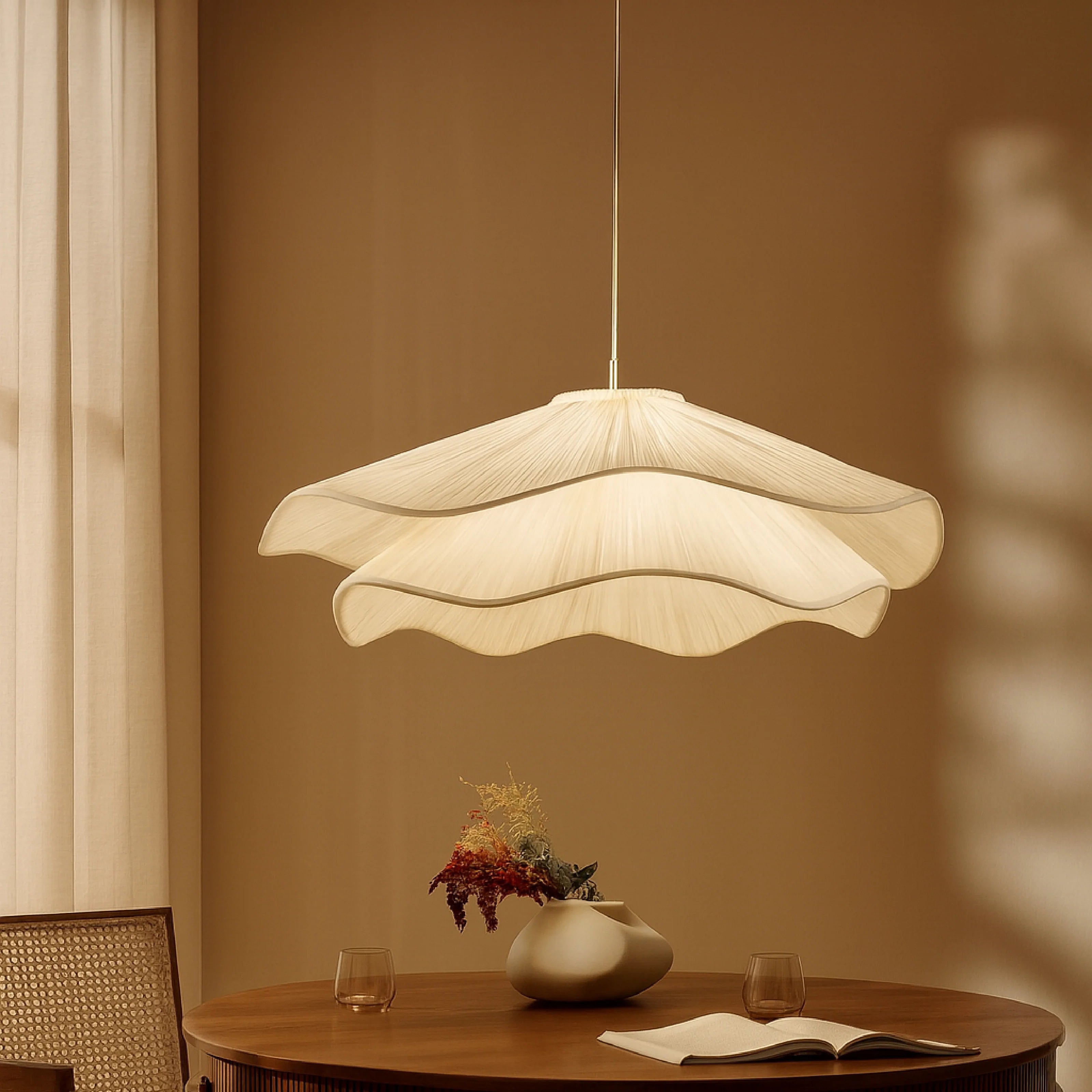 Seren Wavy Fabric Hanging Lamp