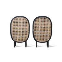 Black Rattan Cane Accent Cabinet – Modern Wooden Storage Cabinet