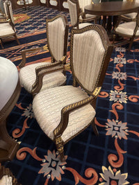Classic Carved Wooden Upholstered Armchair