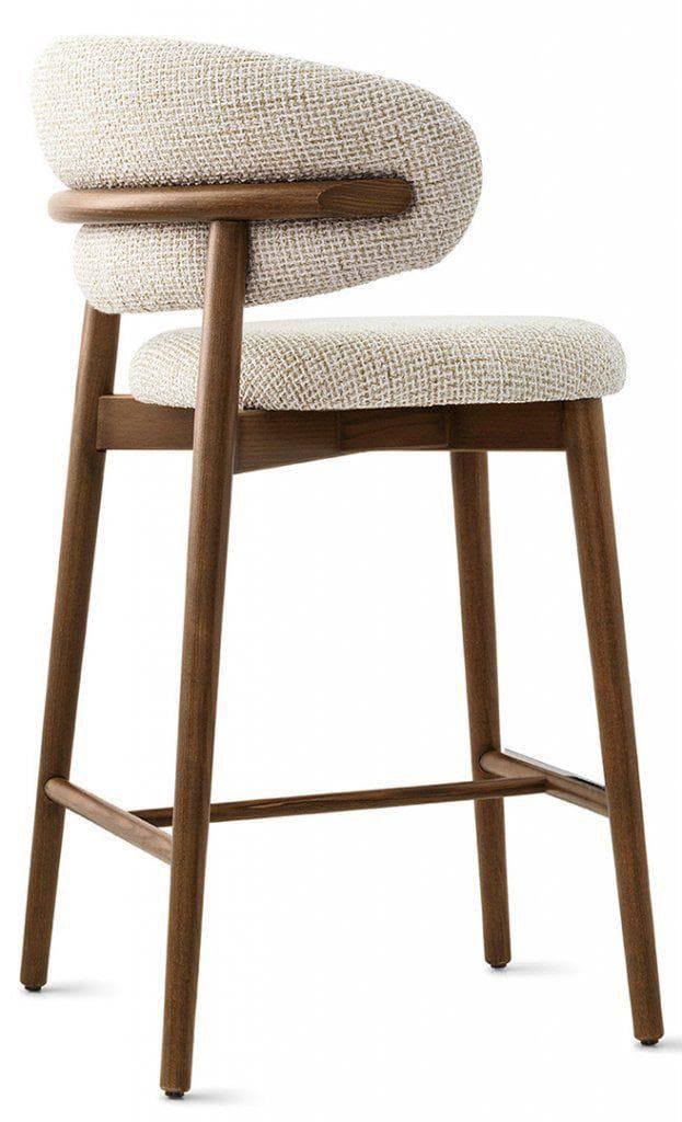 Cream Upholstered Wooden Bar Stool – Counter Height Chair