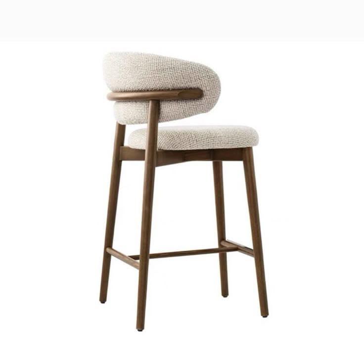 Cream Upholstered Wooden Bar Stool – Counter Height Chair