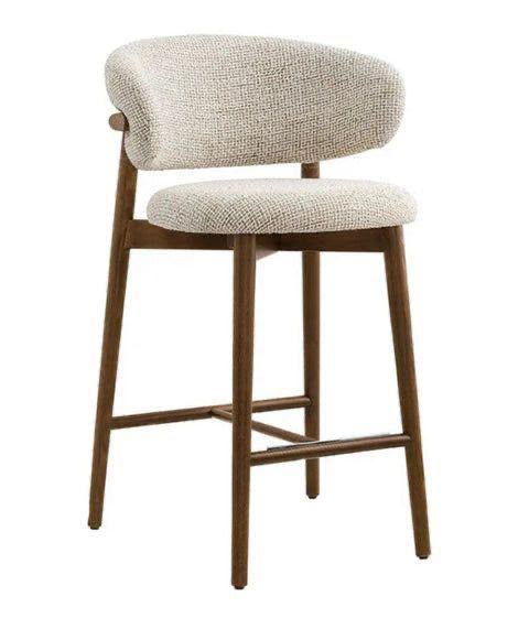 Cream Upholstered Wooden Bar Stool – Counter Height Chair