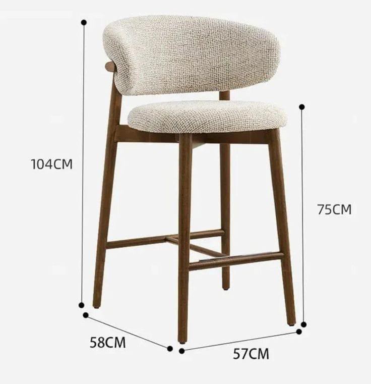 Cream Upholstered Wooden Bar Stool – Counter Height Chair
