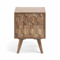 Handcrafted Geometric Wooden Nightstand with 2 Drawers