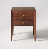Solid Wood Bedside Table with 2 Drawers – Walnut Brown Nightstand